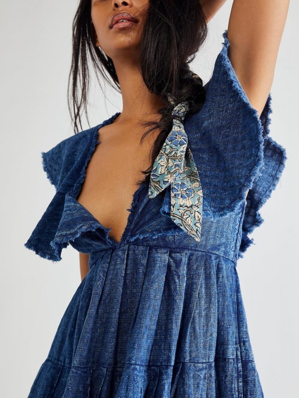 Free People Undone Mini Dress In Montana Indigo Wash - Picture 3 of 15